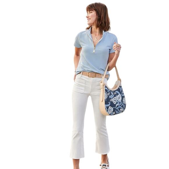 Spartina 449 Denim - Spartina 449 Juliette High Rise Crop Fringe Hem Jean in White Size 14